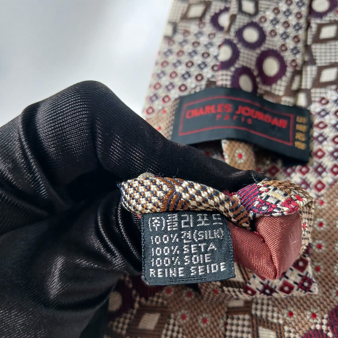 샤를 주르당 실크 브라운 패턴 넥타이 9.7cm A+등급 E798 상품이미지8