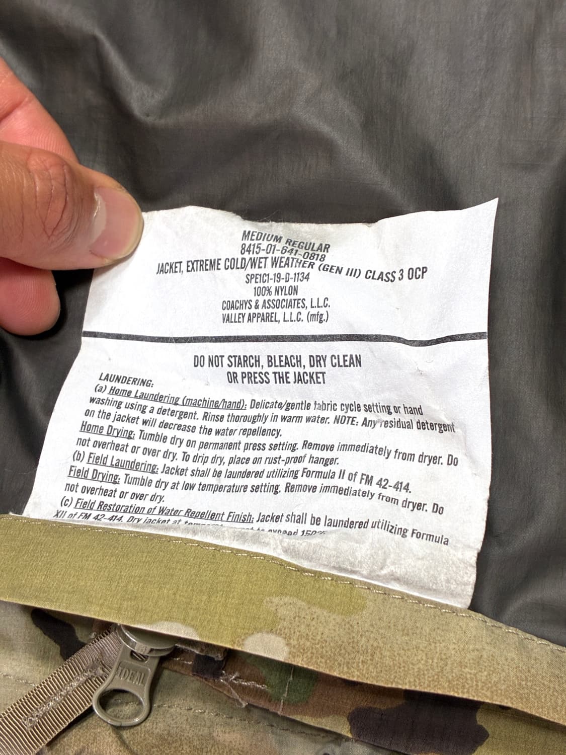 US Army ECWCS GEN III Level 6 OCP Jacket 상품이미지4
