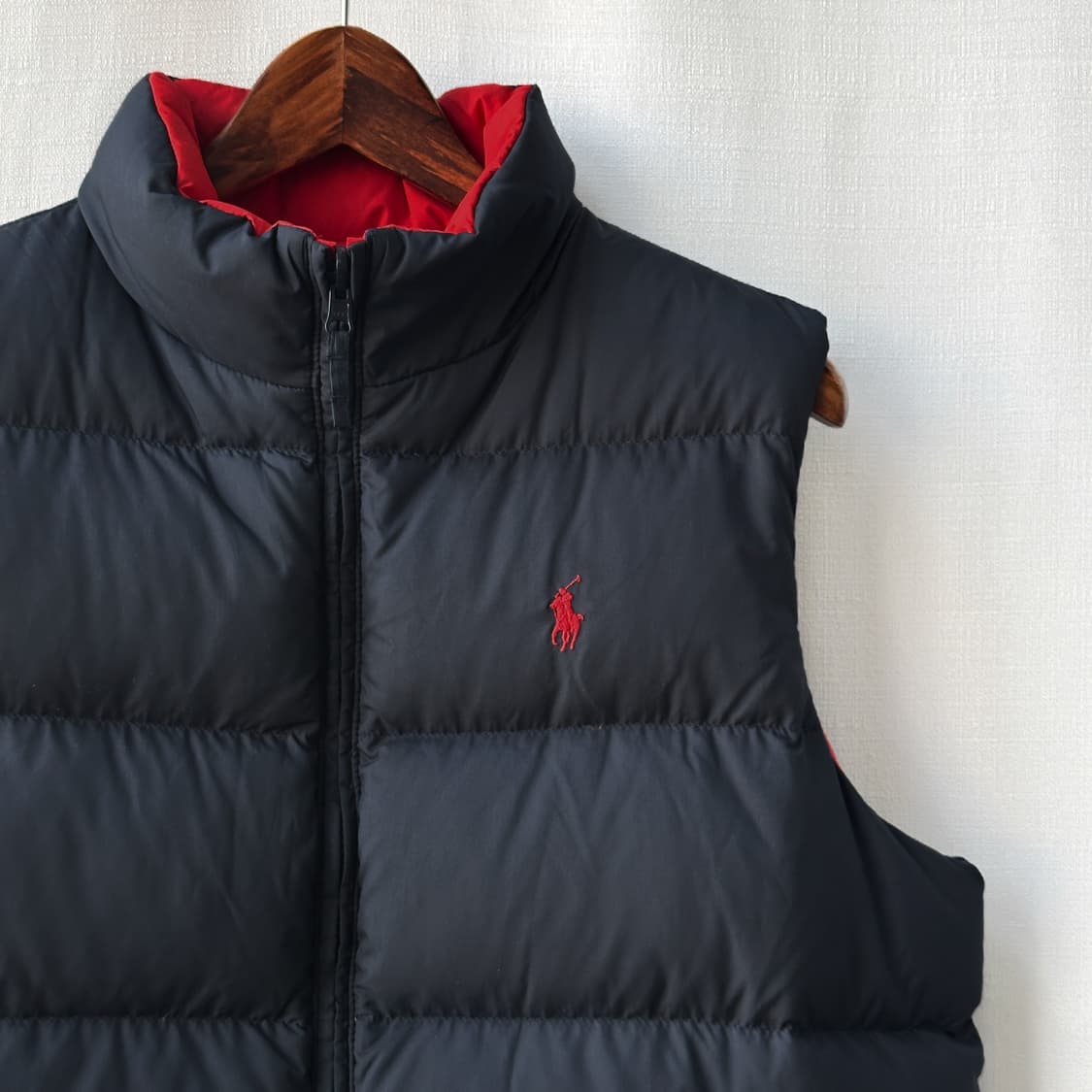 폴로 랄프로렌 자수 리버시블 다운 베스트 네이비 레드 XL(18-20) 상품이미지5