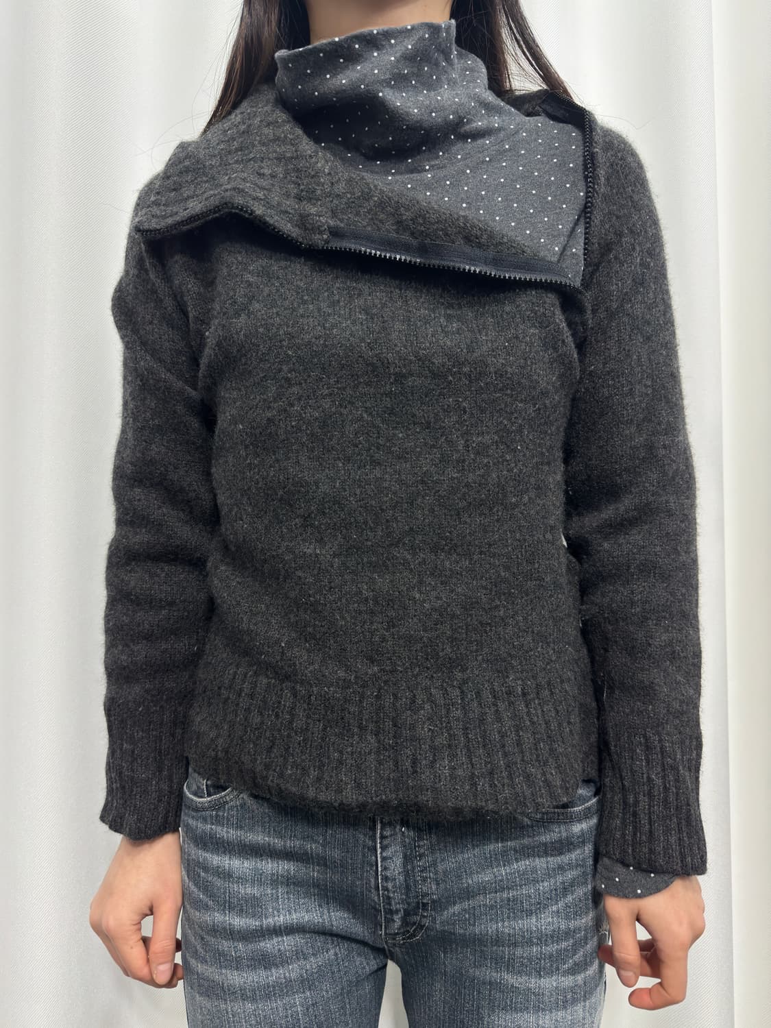 twoway zipper detail wool knit top 상품이미지3