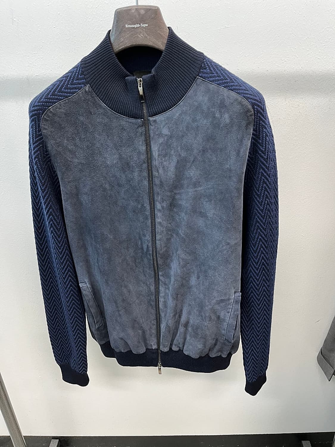 100) 에스티듀퐁 스웨이드 헤링본 니트집업 상품이미지5