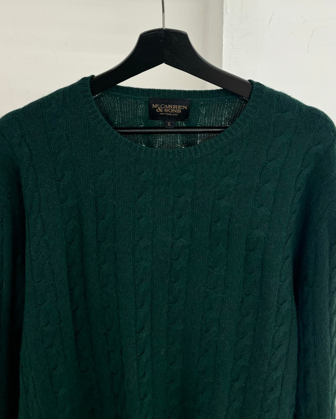 맥캐런 앤 선즈 그린 캐시미어 혼방 울 케이블 니트 상품이미지2