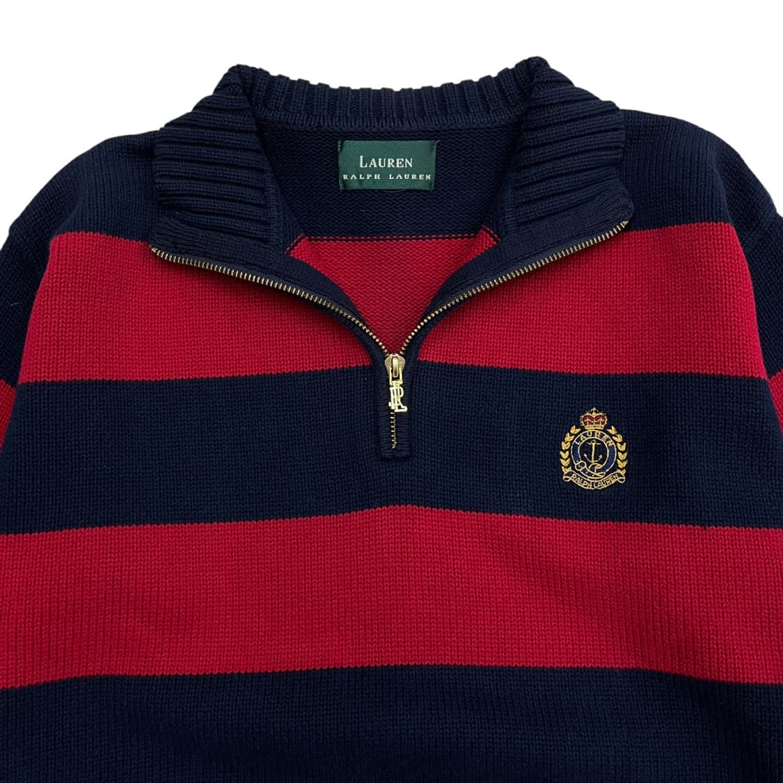 폴로 랄프로렌 월계수 레드단가라 니트 반집업 상품이미지4