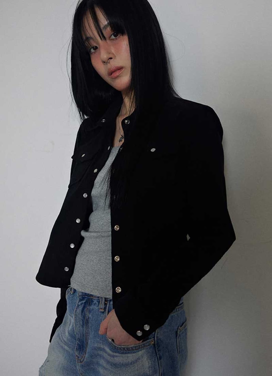 애즈온 제니스 코듀로이 셔츠 블랙 상품이미지2