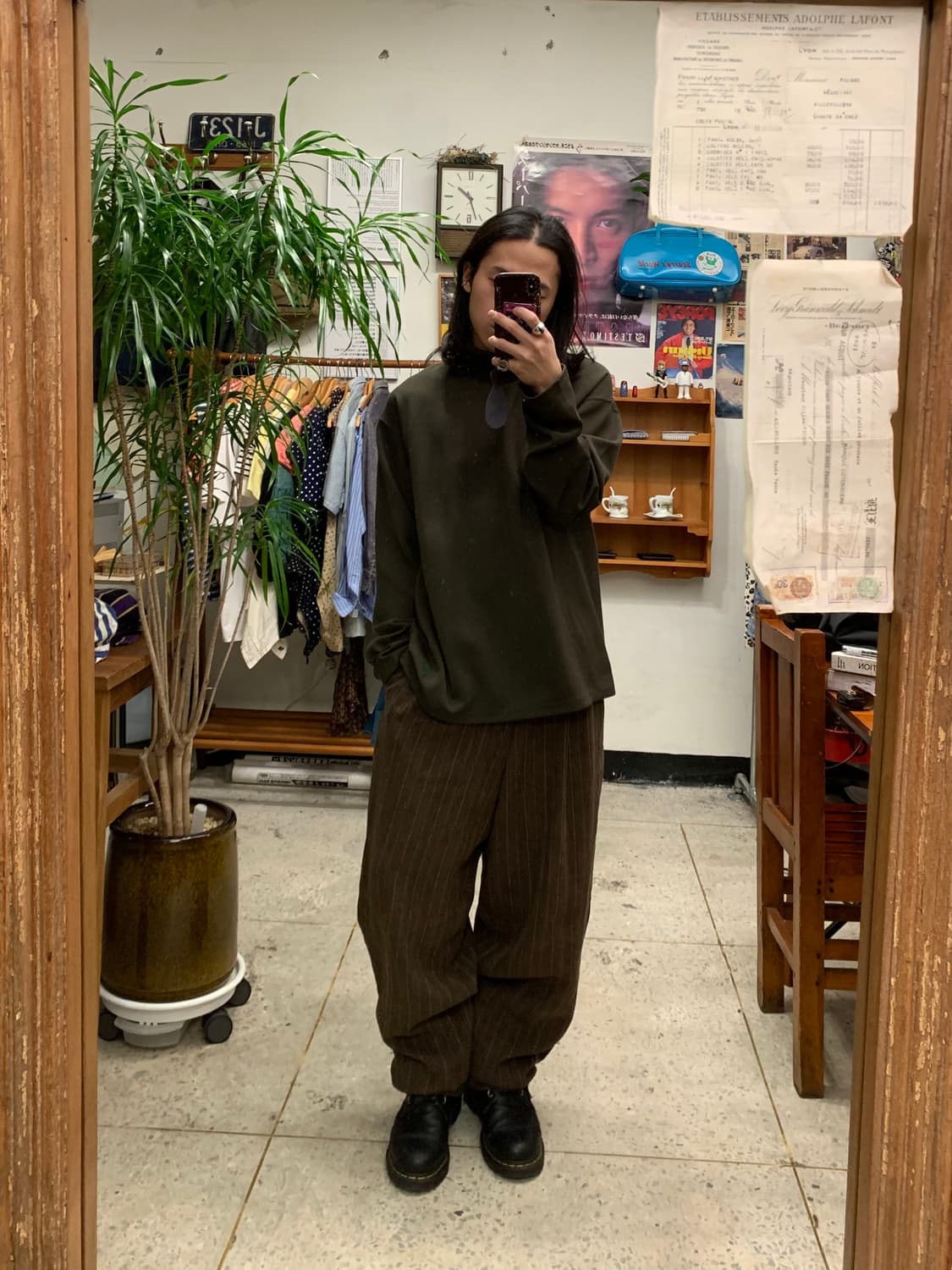 남이서팔 자수 올리브 목폴라 롱슬리브 상품이미지1