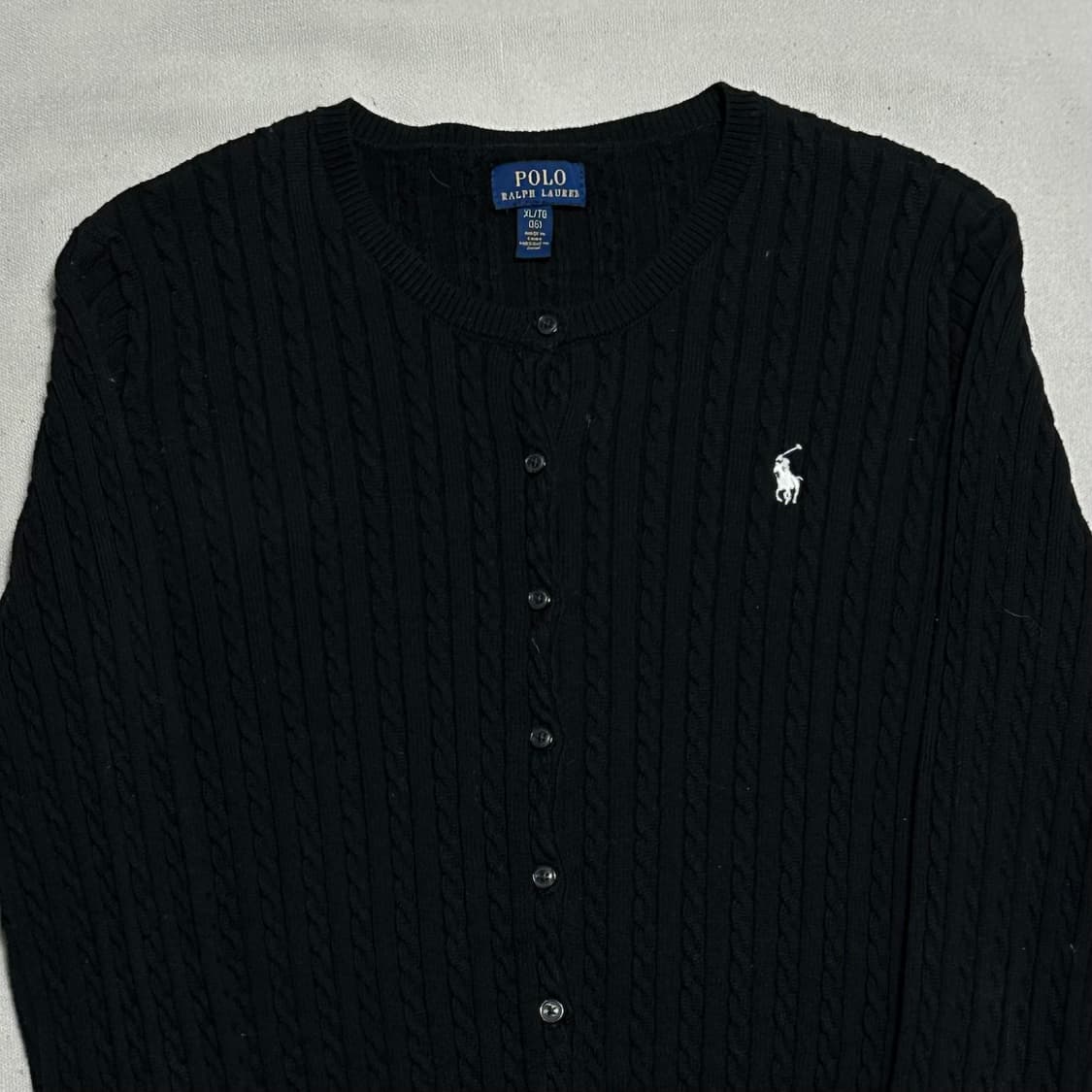 XL 폴로랄프로렌 여성용 블랙 케이블 가디건 상품이미지1