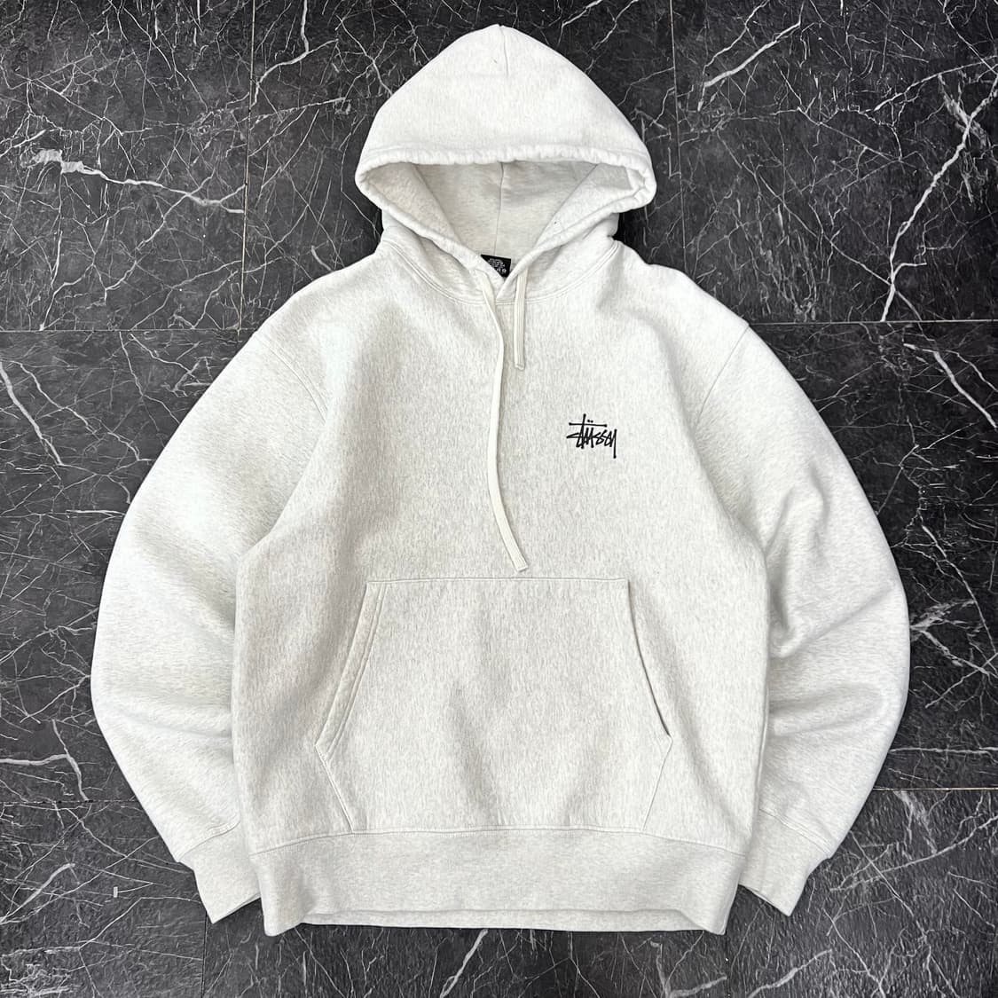 스투시 베이직 스탁로고 후드티 애쉬 헤더 그레이  상품이미지2