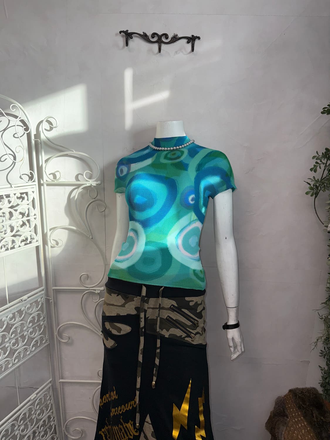 YOICHEU blue circle pleats half blouse 상품이미지7