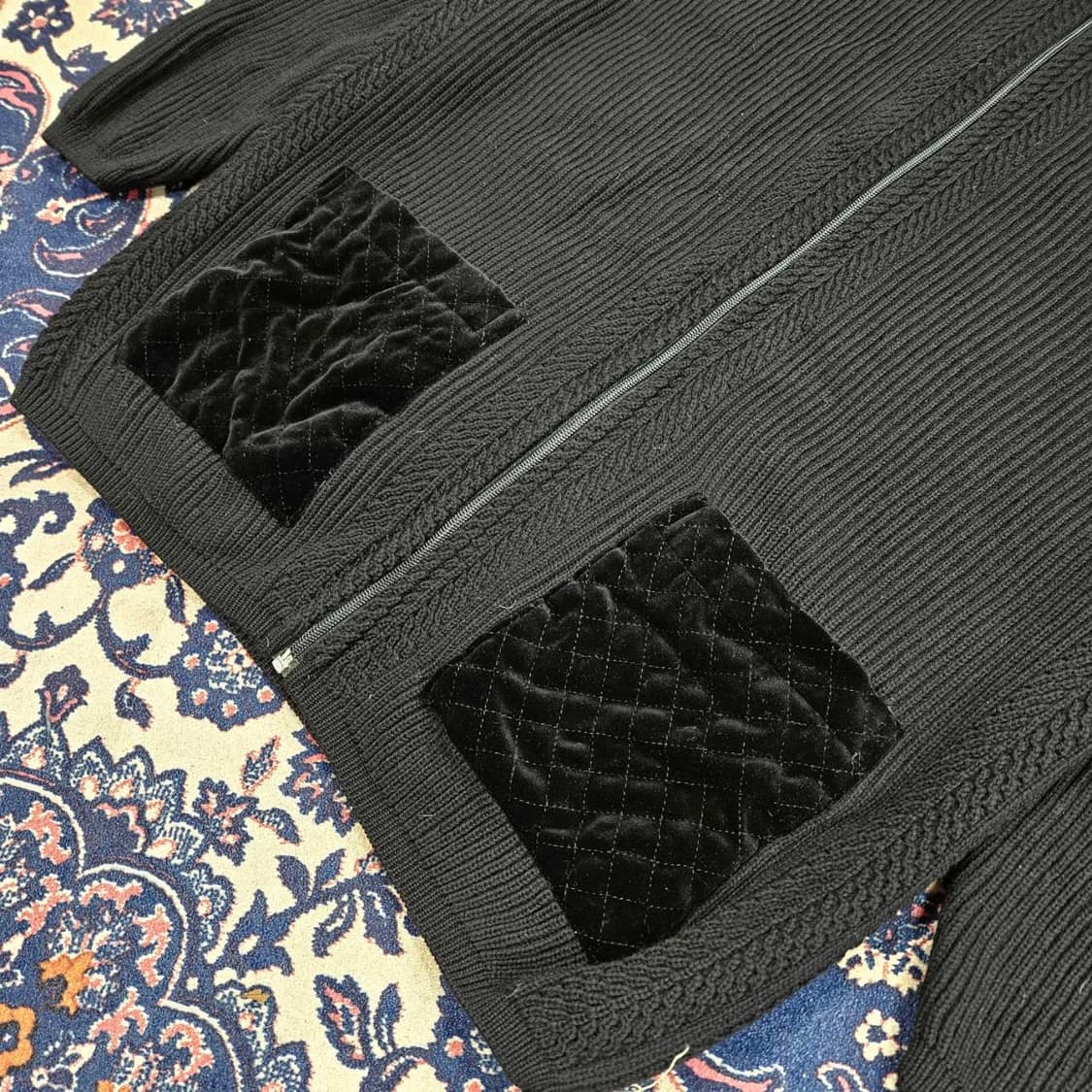 Critina Mazzonett 버진울 100% 벨루어 블럭 집업가디건 상품이미지4