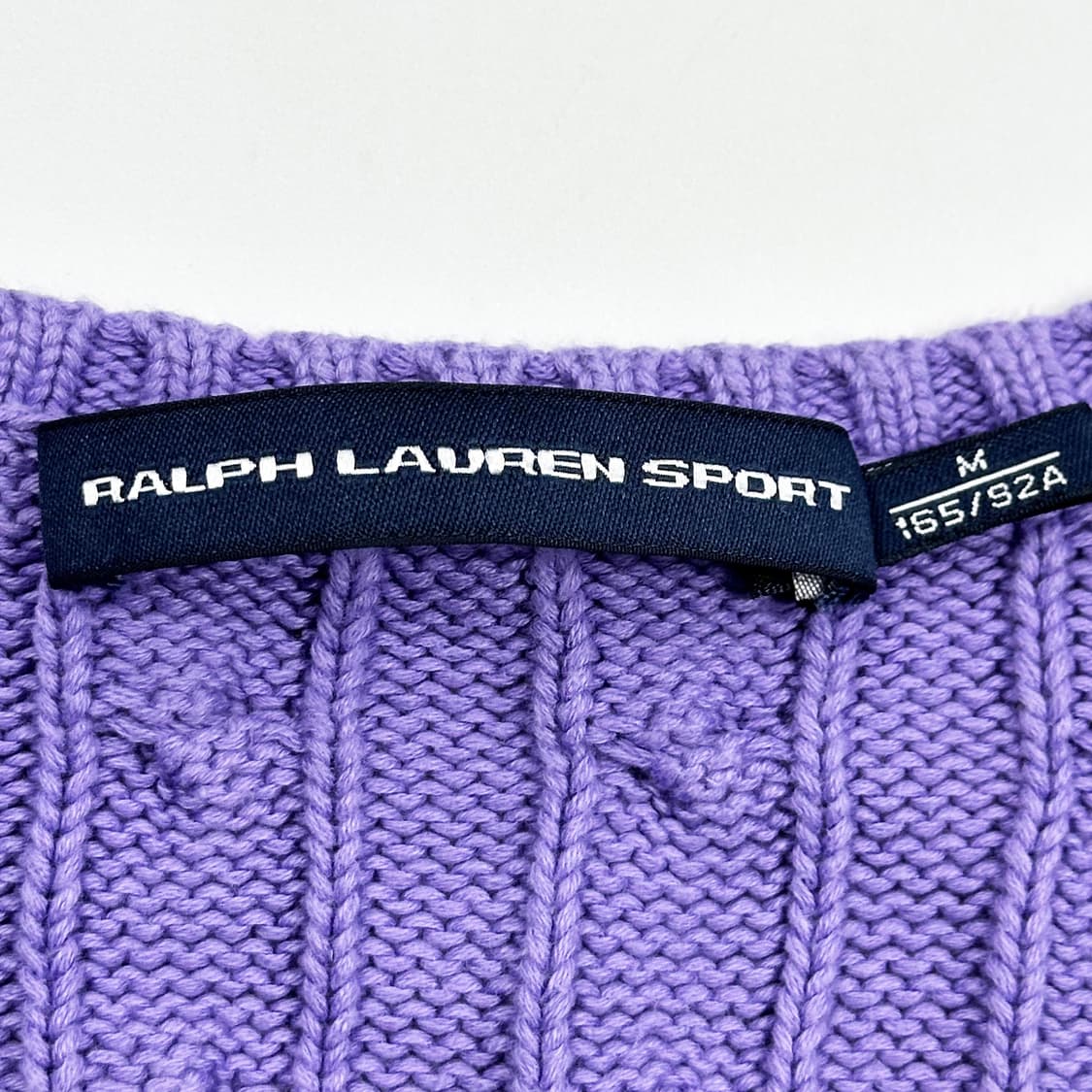 폴로 랄프로렌 여성 브이넥 케이블 니트 퍼플 여성M 상품이미지5
