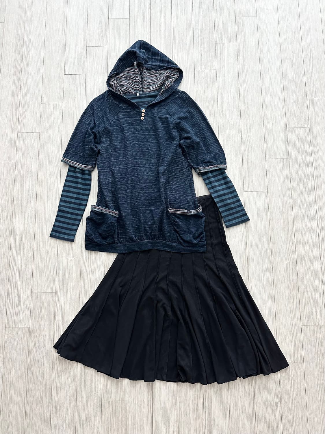 jpn 웨스턴 키치 히피 하구미 괴짜 레이어드 코디세트 상품이미지1