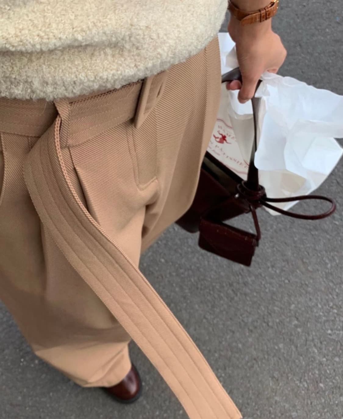 GED 게드 벨티드 핀턱 팬츠 블랙 s 상품이미지2