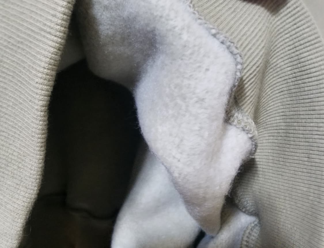 카키 기모 오버핏 크롭 맨투맨 상품이미지3