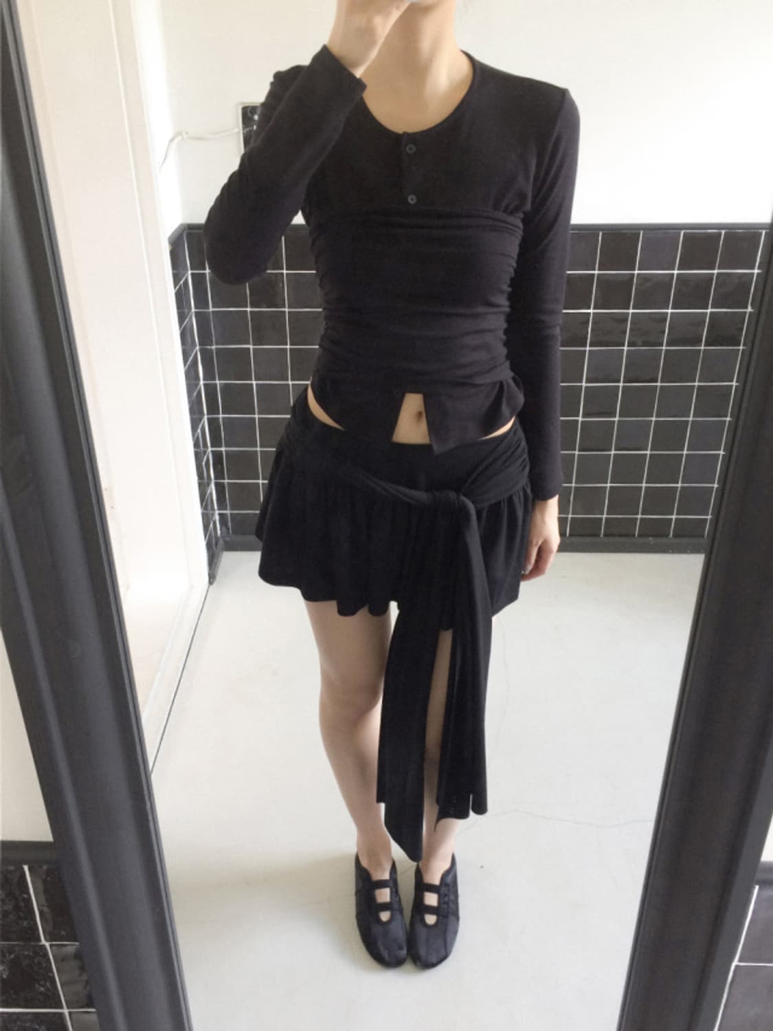 Bold tie skirt (gray) 상품이미지10
