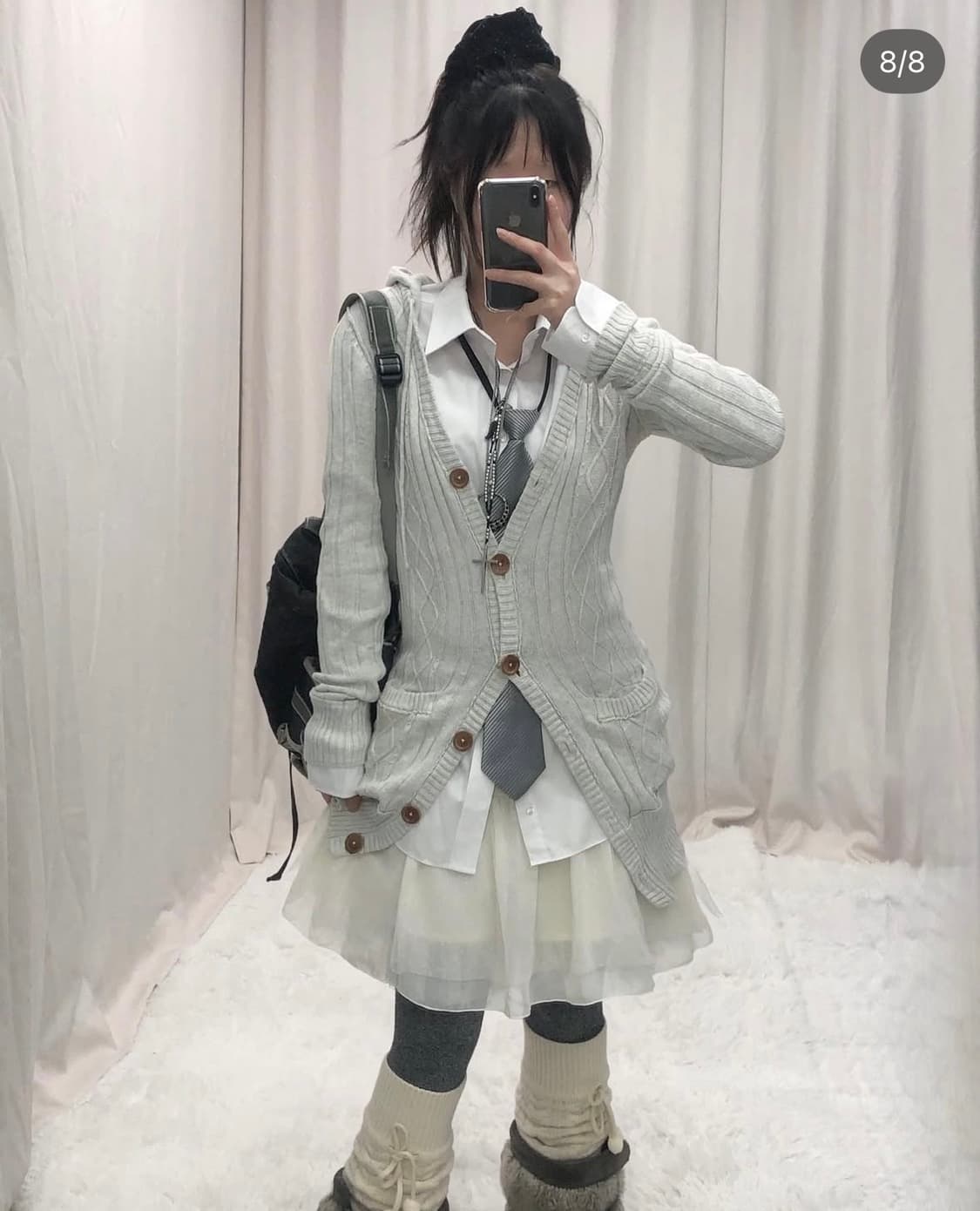 선가든파티 빈티지 코디 세트 팝니당 프레피 니혼진 미라이클립 파우닝 크루 상품이미지4