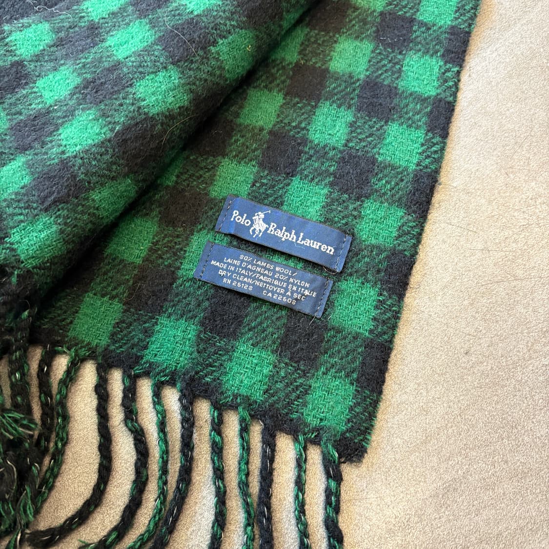 폴로 이태리 생산 정품 양면 램스 울 머플러 목도리 상품이미지6