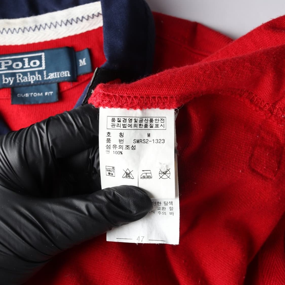 폴로 랄프로렌 커스텀핏 앵커 자수 배색 럭비티 M 상품이미지6