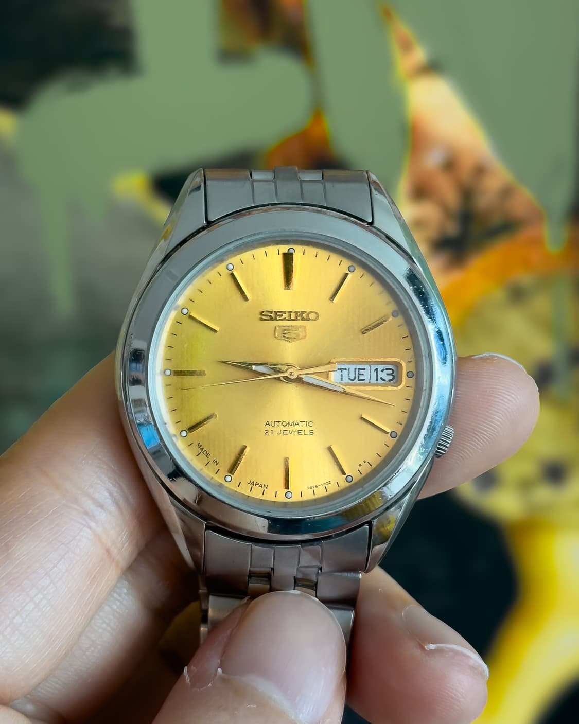 [중고] 빈티지 세이코 5 오토매틱 21석 골드 썬버스트 다이얼 상품이미지3