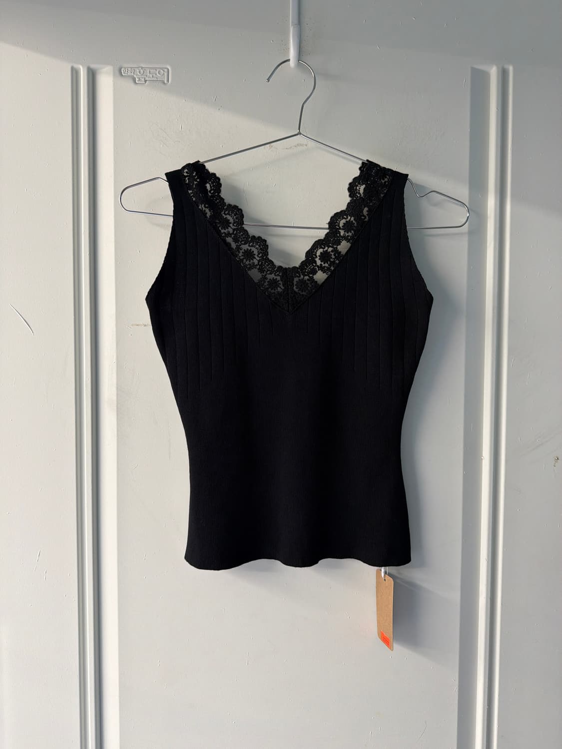 일본빈티지 레이스 블랙 슬리브리스 상품이미지1