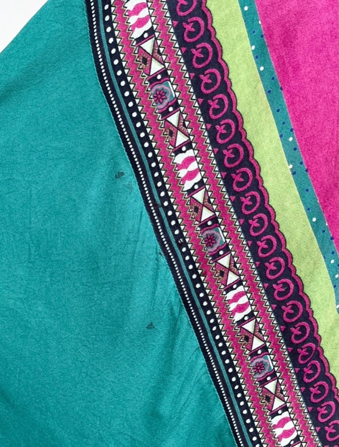 YUL 보헤미안 에메랄드 패턴 루즈 원피스 상품이미지5