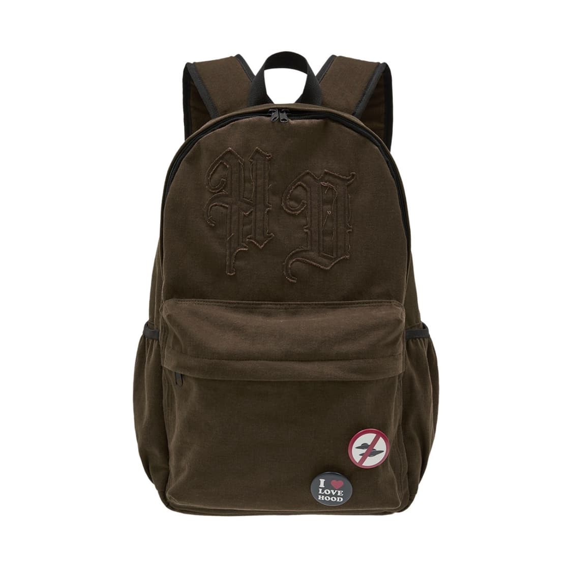 후드후드 HD 로고 아플리케 백팩 브라운 상품이미지1