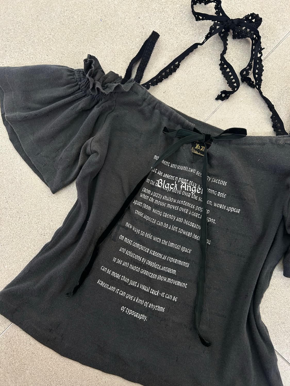 h.naoto 그레이 레터링 옾숄 반팔 상품이미지2