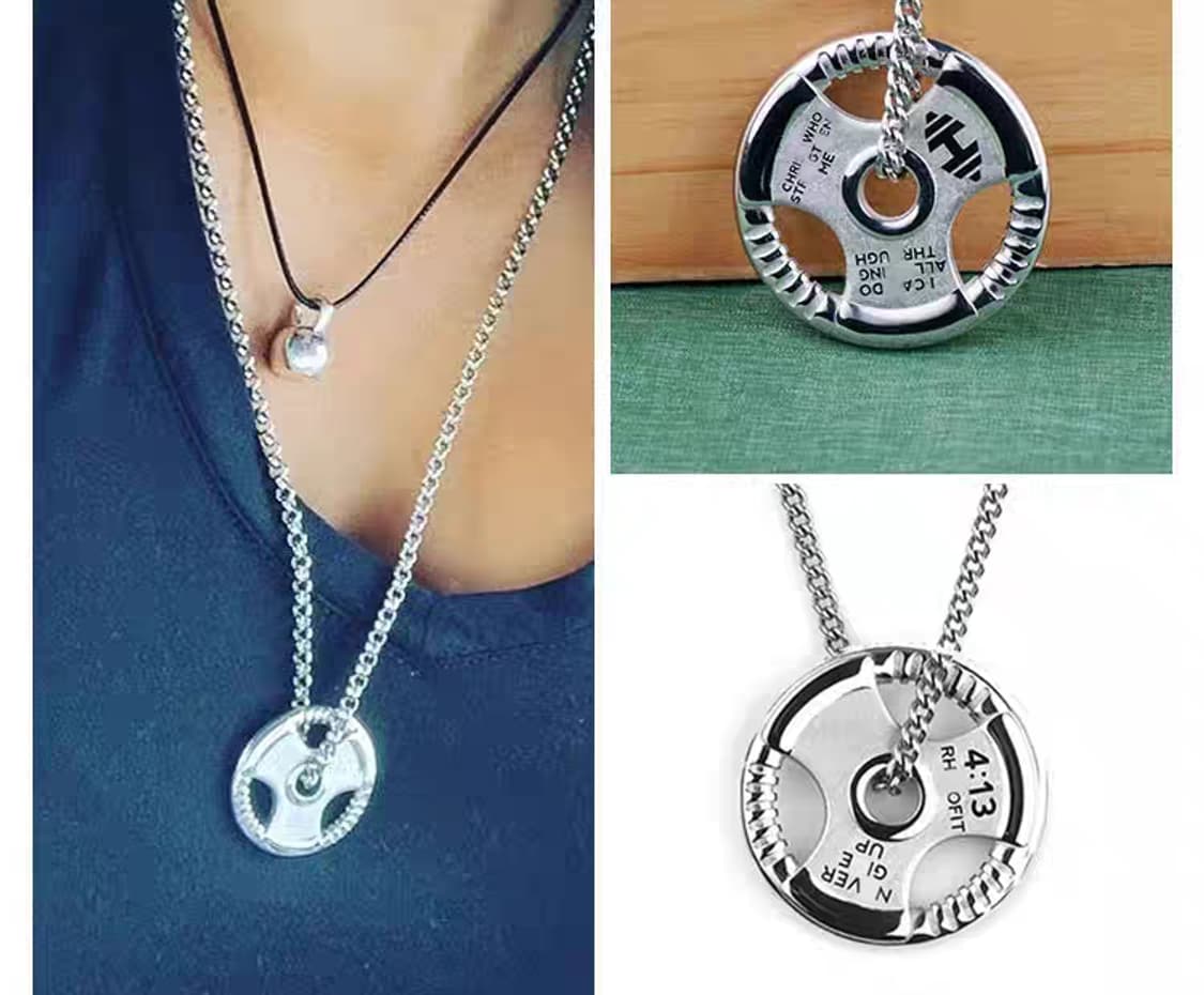 S925 바벨 플레이트 맞춤 각인 펜던트 상품이미지6