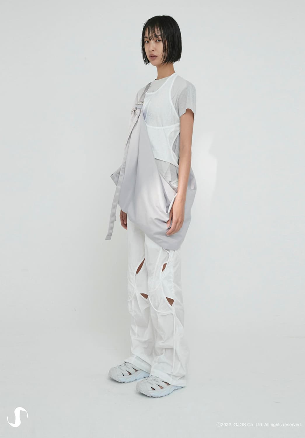 오호스 오픈 스냅 라이트 팬츠 화이트 상품이미지1