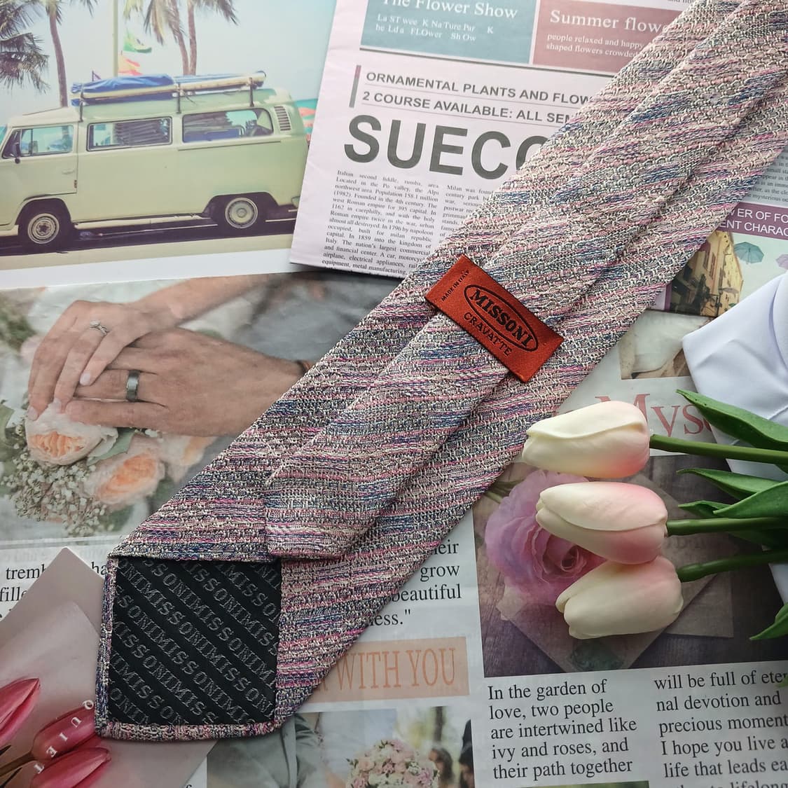 미쏘니 실크 멀티컬러 직조 패턴 넥타이 9.5cm B등급 A18730
 상품이미지4