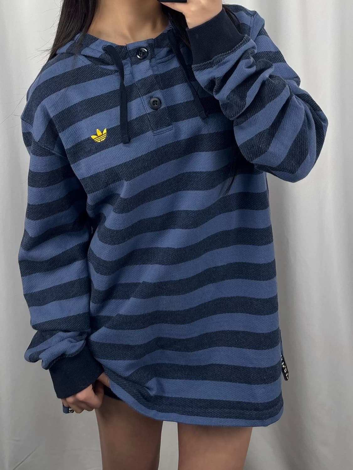 아디다스 블루 스트라이프 니트 후드 상품이미지3