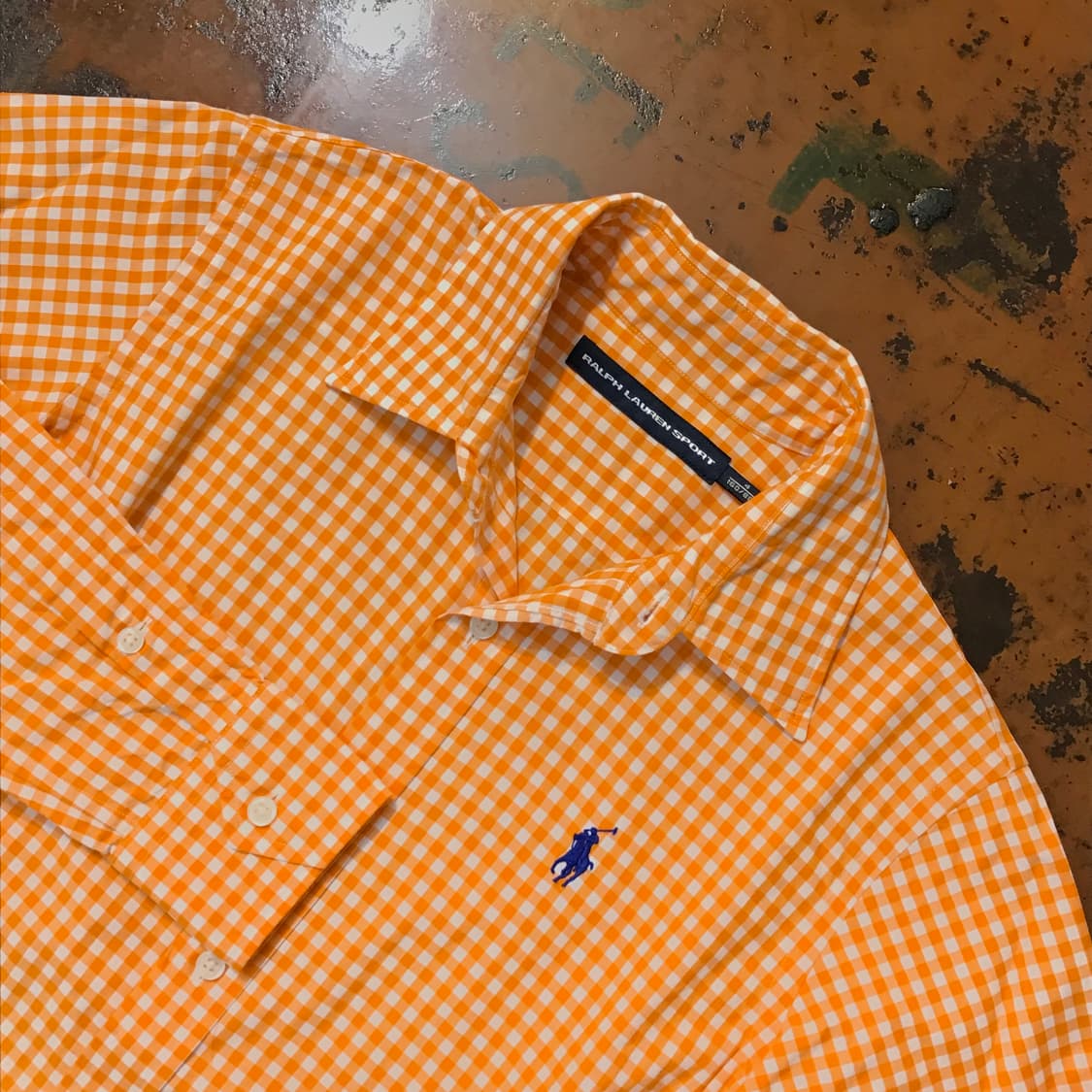 폴로랄프로렌 라이트 오렌지 깅엄 체크 셔츠 여성 55  상품이미지3