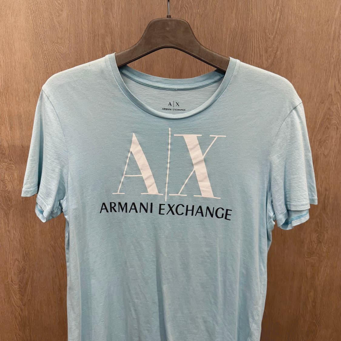 아르마니 익스체인지 반팔 티셔츠 로고 프린팅 무지 디테일 스카이 블루 상품이미지4