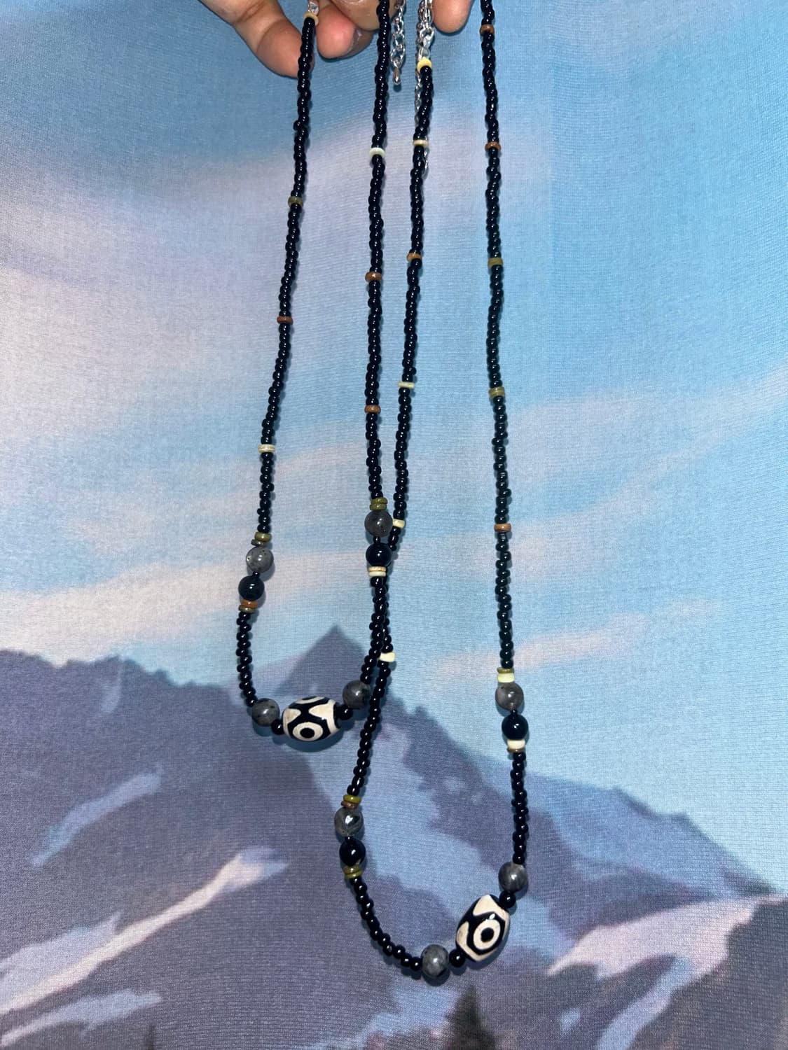 빈티지 비즈 원석 포인트 목걸이 / point b g necklace 상품이미지1