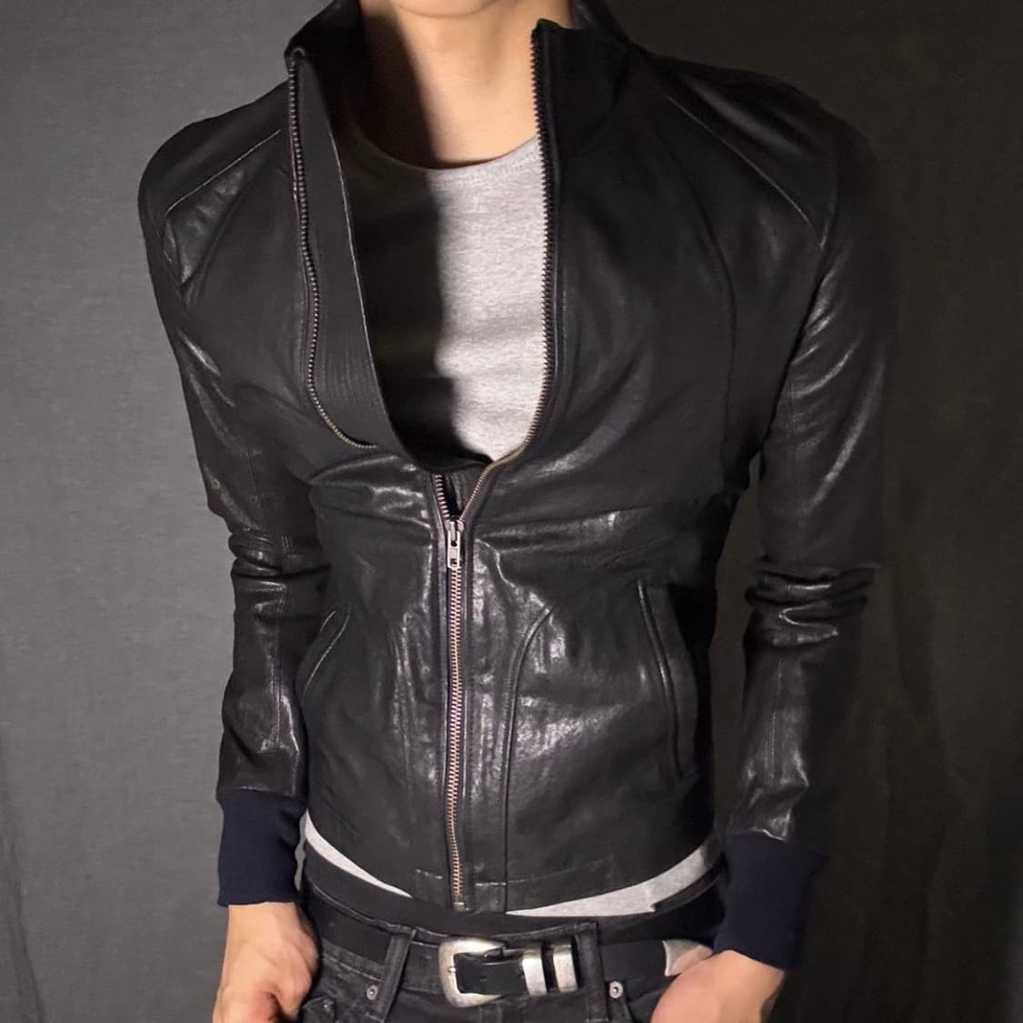 vintage black leather jacket 상품이미지1