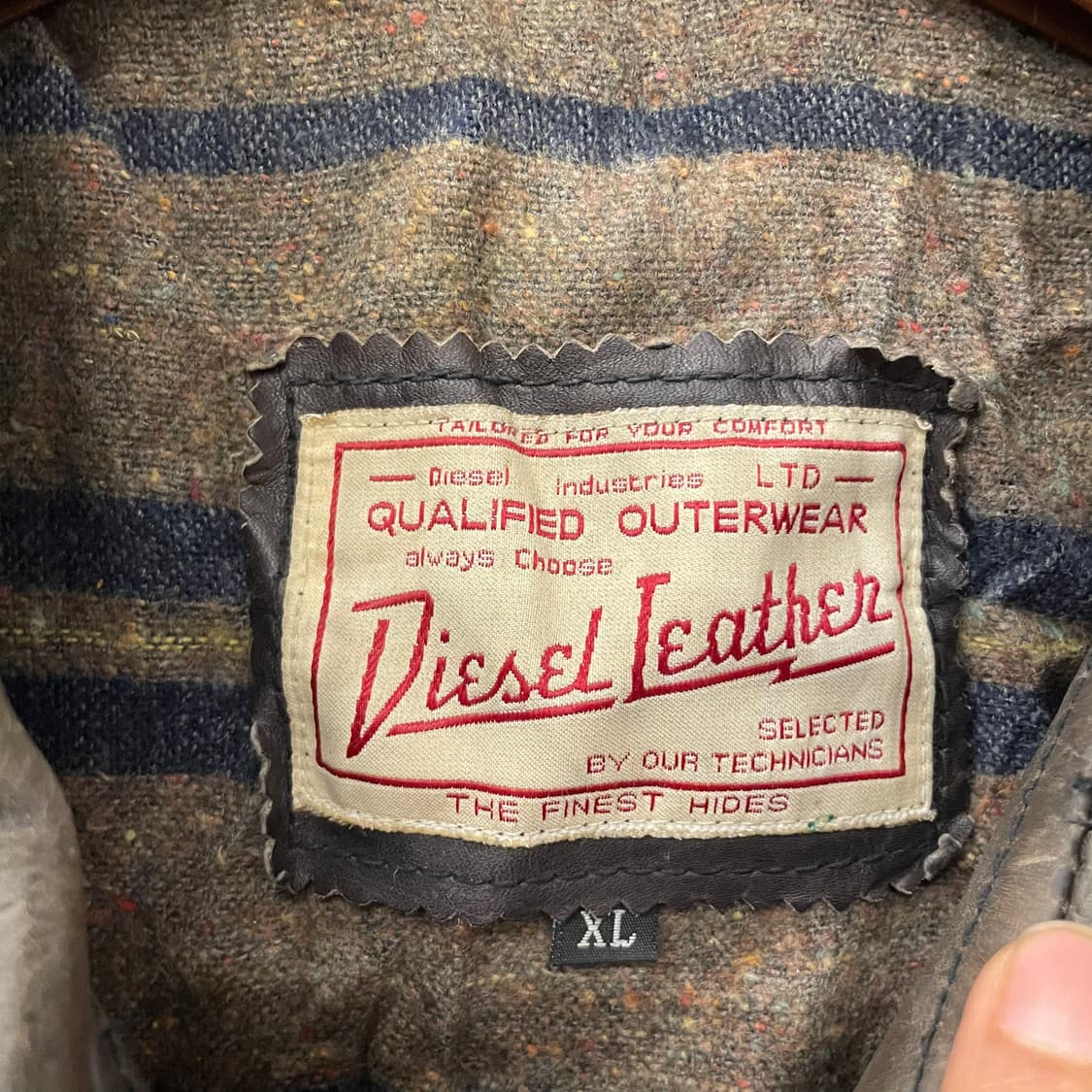 90s DIESEL 디젤 카우하이드 리얼 레더 소가죽 벨크로 헌팅 코트 상품이미지9