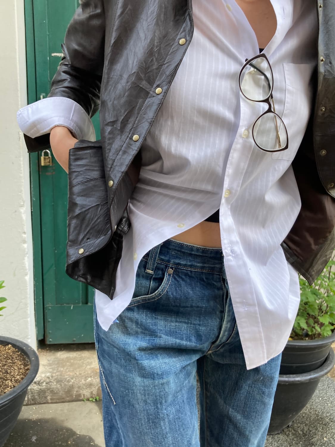 DAKS 스트라이프 화이트 실루엣 셔츠 상품이미지1