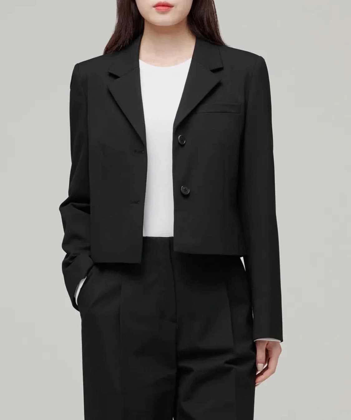 S 무신사스탠다드 우먼 크롭 블레이저 자켓 블랙 상품이미지1