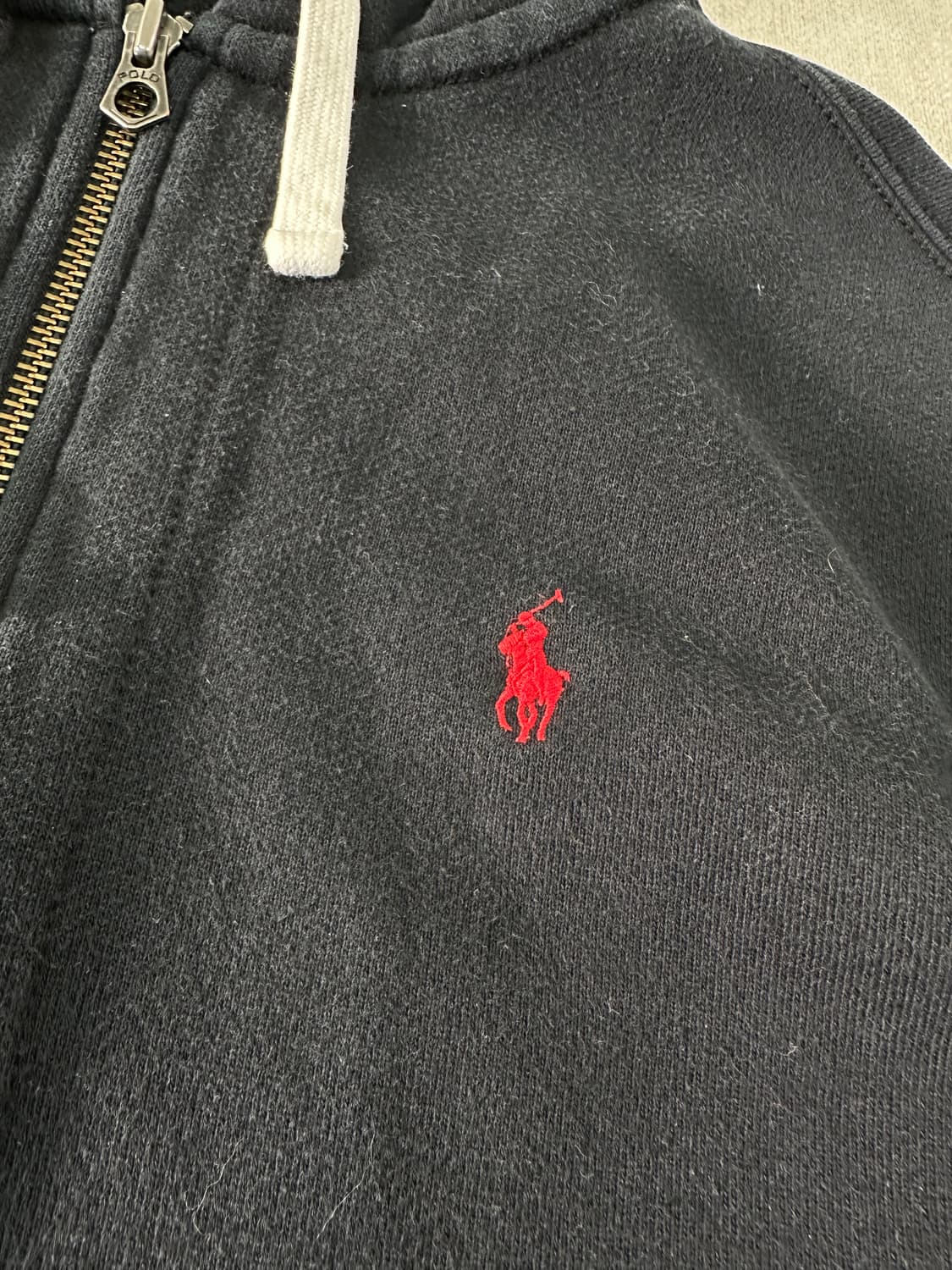 100 폴로랄프로렌 와플 블랙 후드집업 상품이미지2