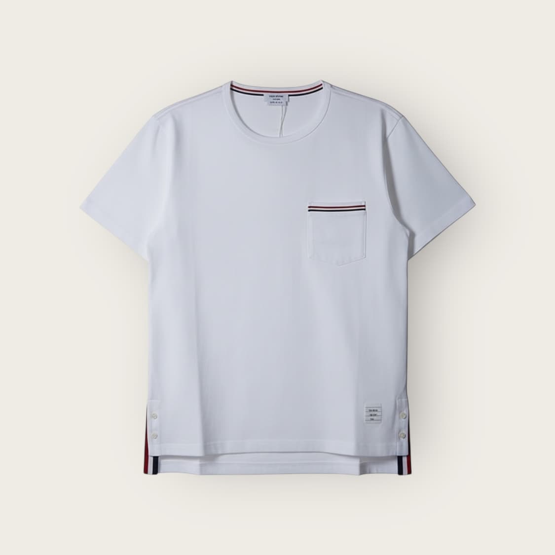 1/ 톰브라운 RWB 포켓트리밍 코튼 져지 반팔 상품이미지1