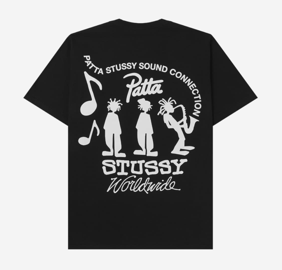 스투시 x 파타 사운드 커넥션 티셔츠 블랙 상품이미지1