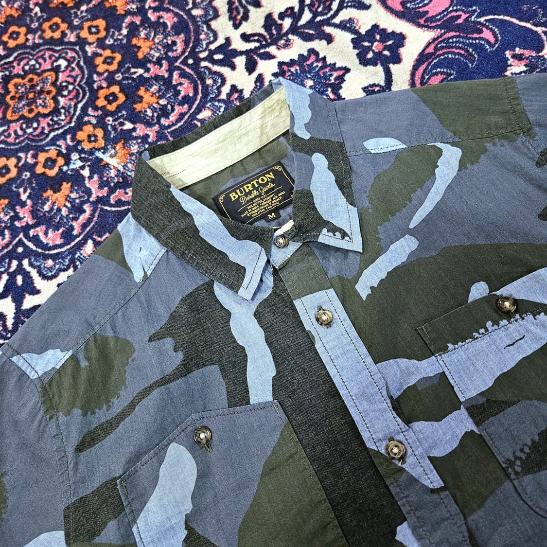 BURTON in USA 블루 카모플라쥬 반팔 셔츠 M 상품이미지2