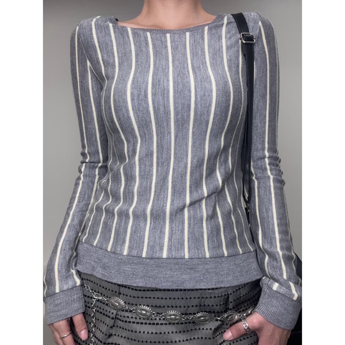 빈티지 그레이 스트라이프 롱슬리브 상품이미지4