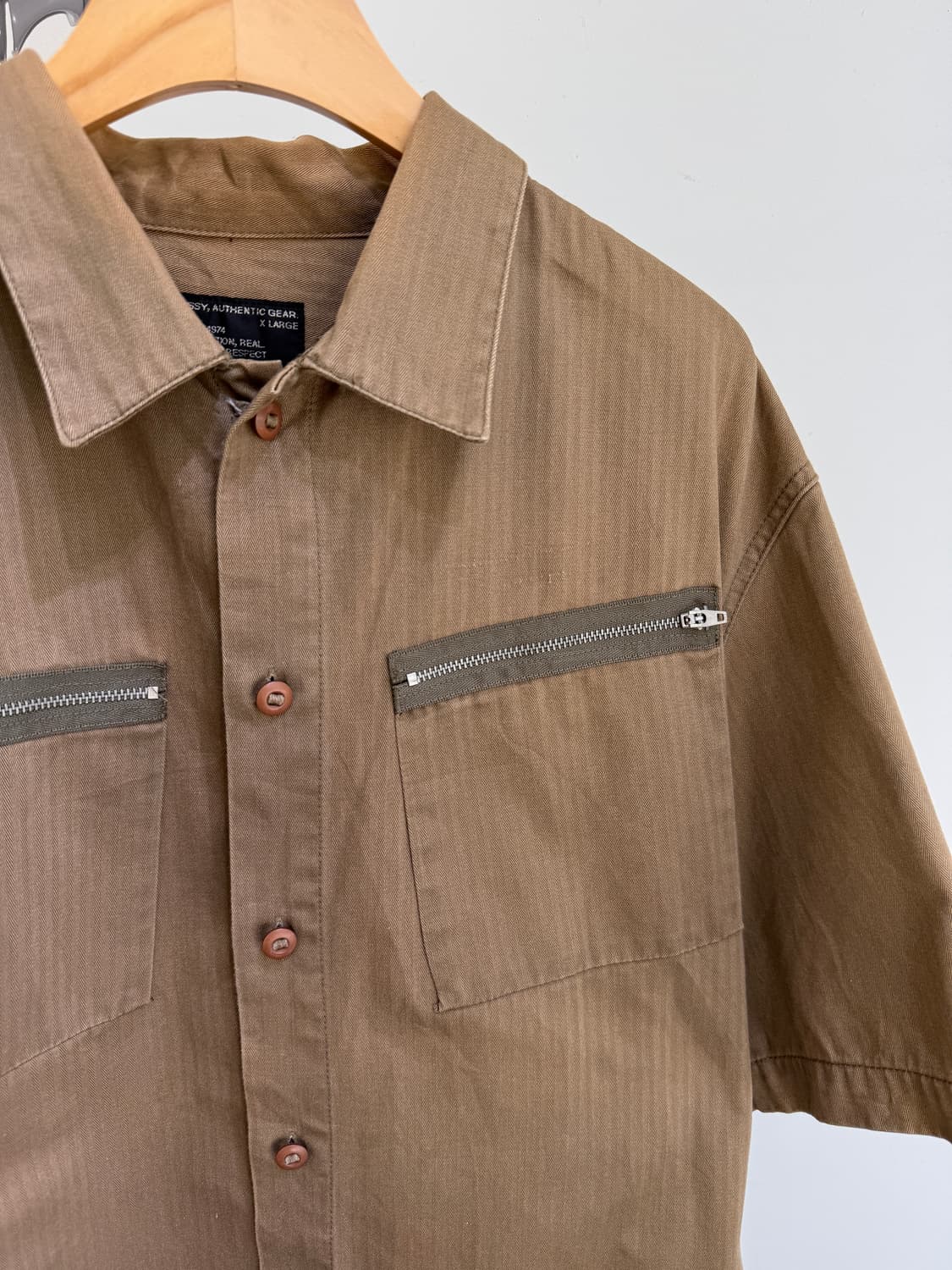 STUSSY 헤링본 코튼 반팔 셔츠 자켓  상품이미지4