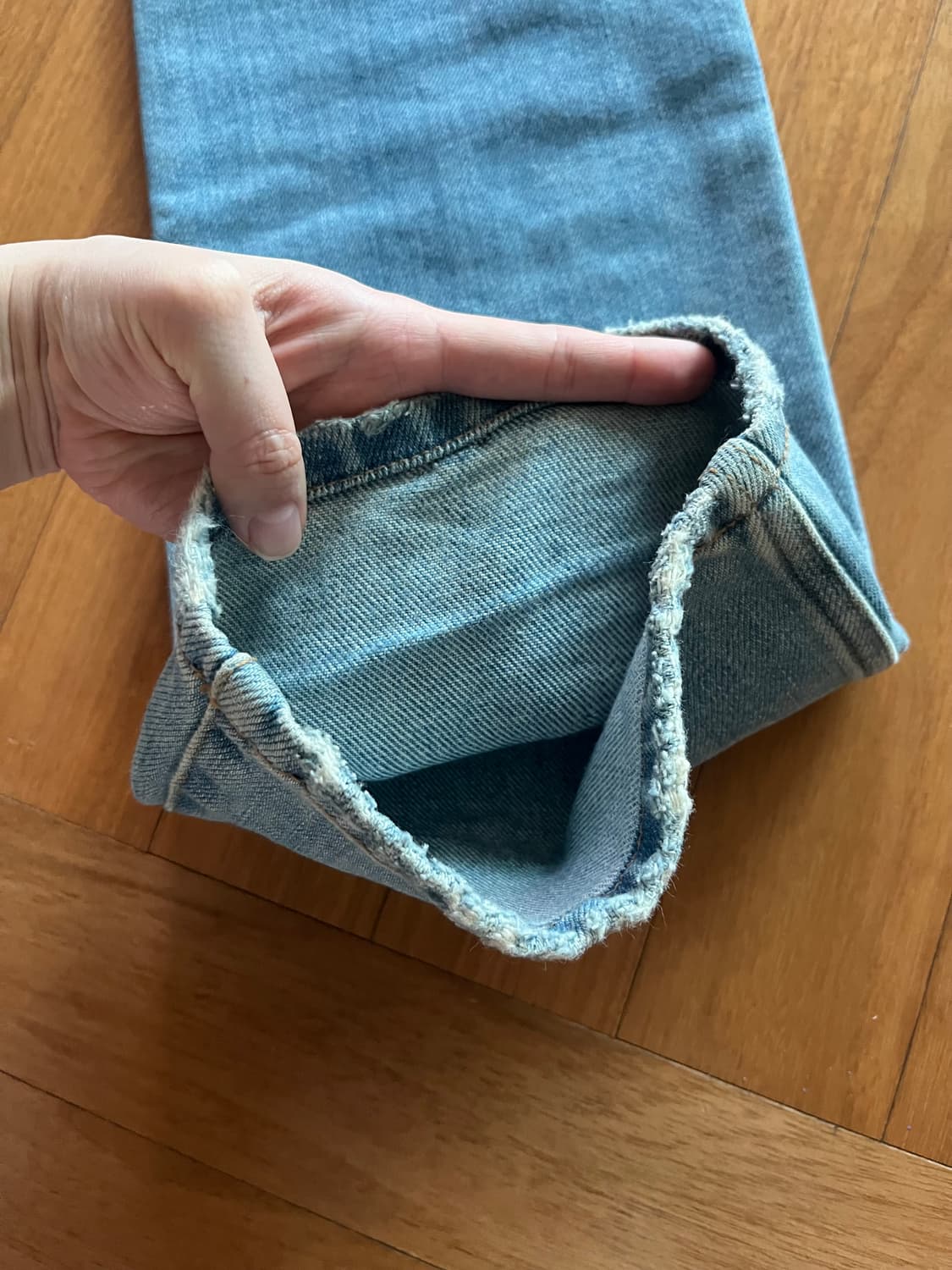 DISTRESSED KNEE JEANS, BLUE 상품이미지9