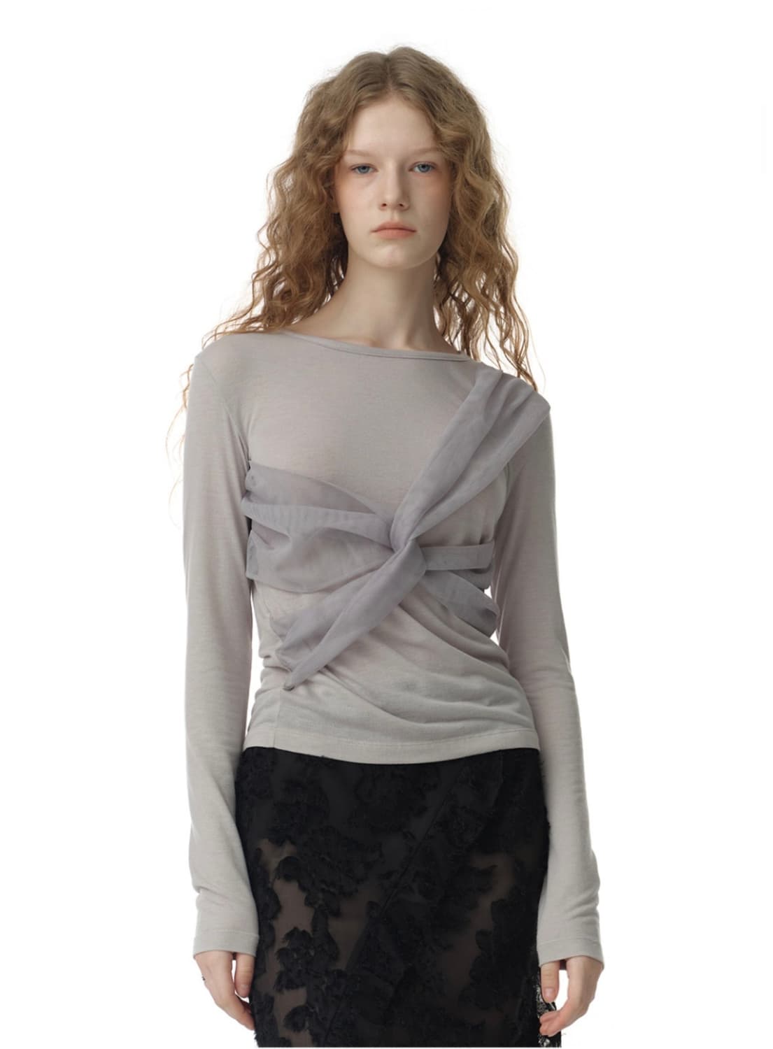 밀로우먼 메쉬 트위스트 티셔츠 상품이미지1