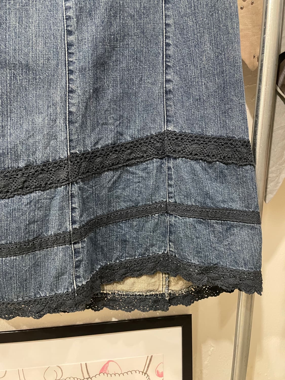 히피모리 레이스 데님 롱스커트 상품이미지7