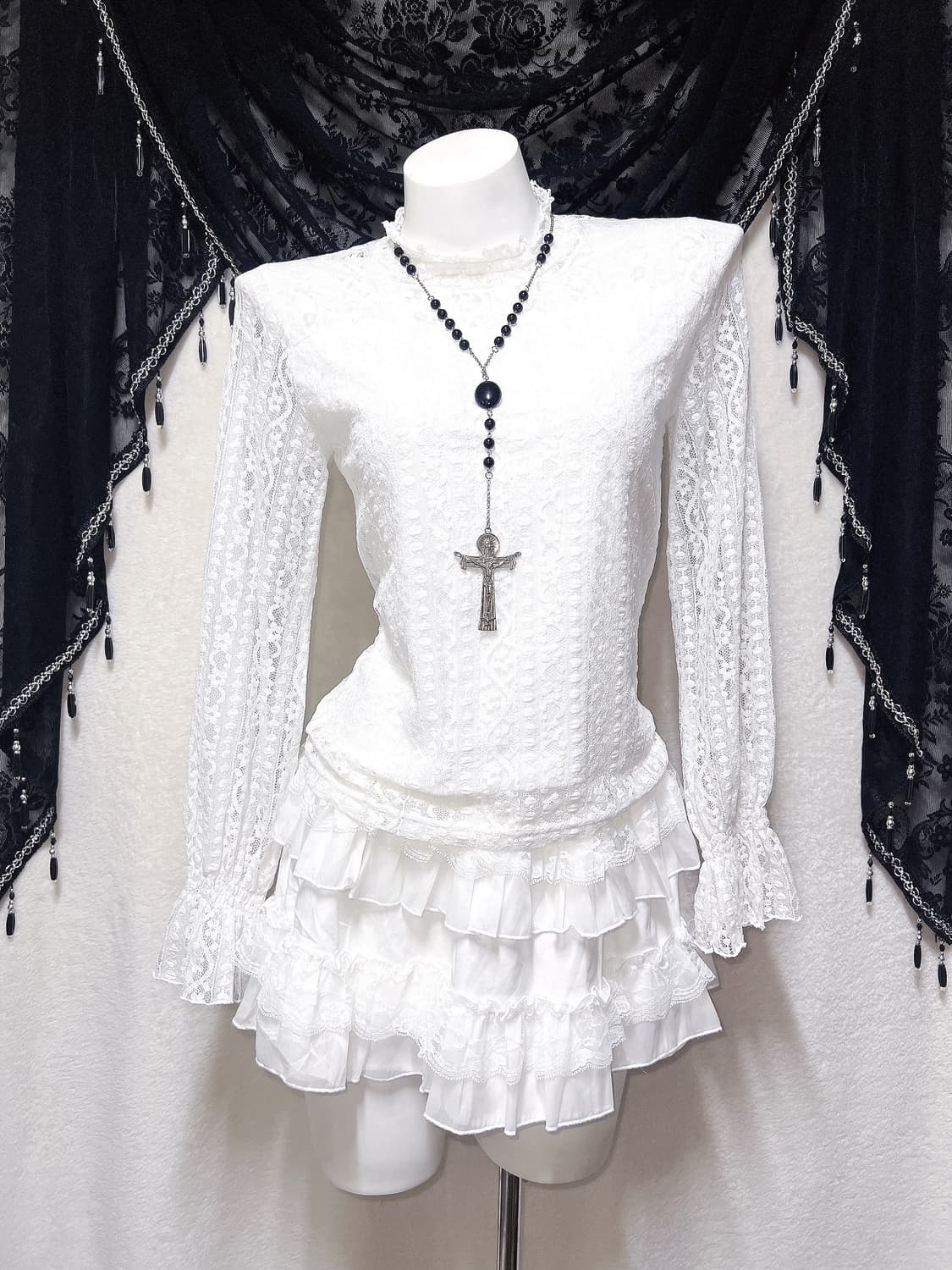 로맨틱고딕 엔젤릭 프릴레이스 시스루 블라우스 로걀탑 고스로리 페어리 핀터 상품이미지7