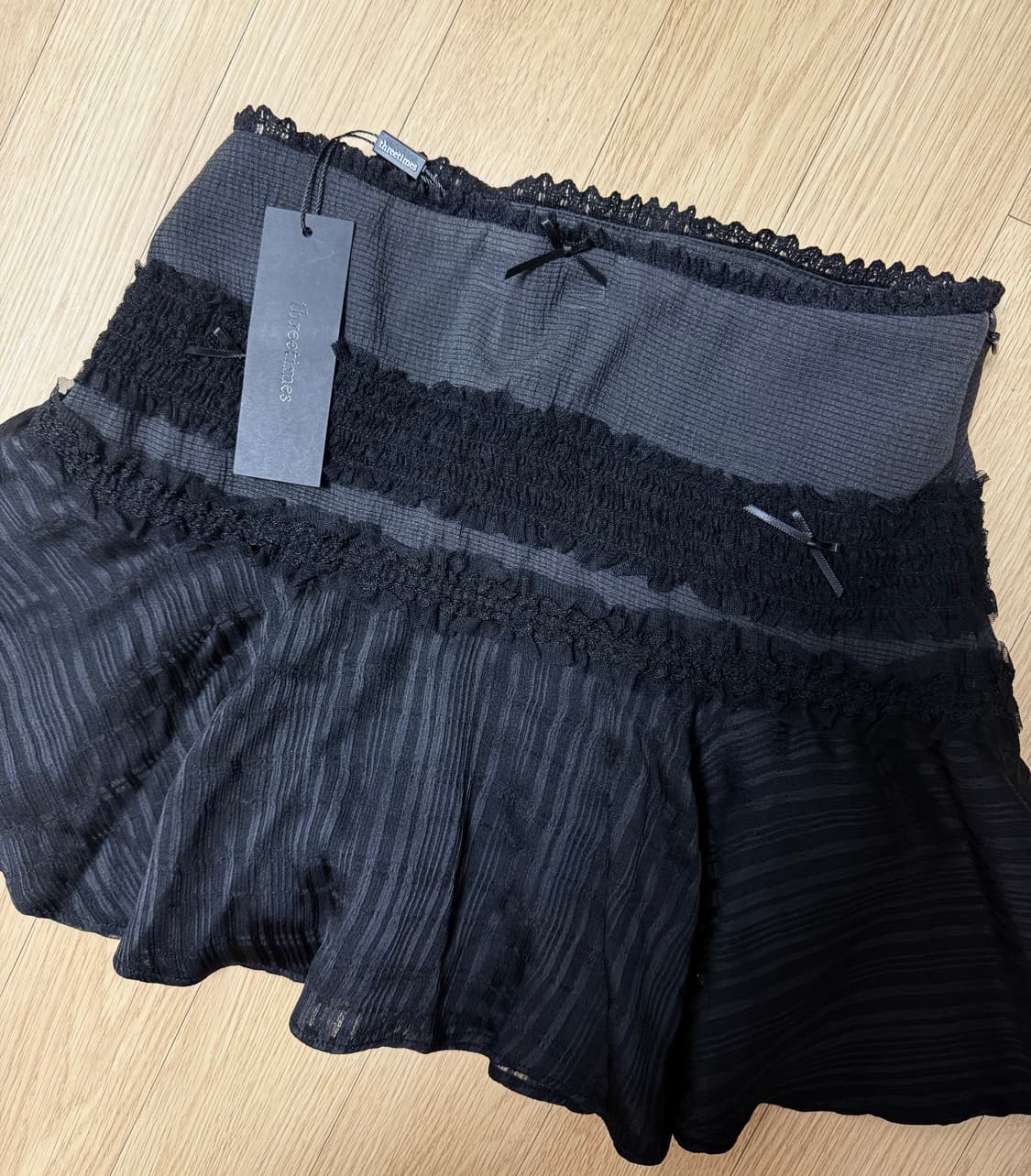 (새제품) 쓰리타임즈 비쥬 bijou 스커트 블랙 S 상품이미지2