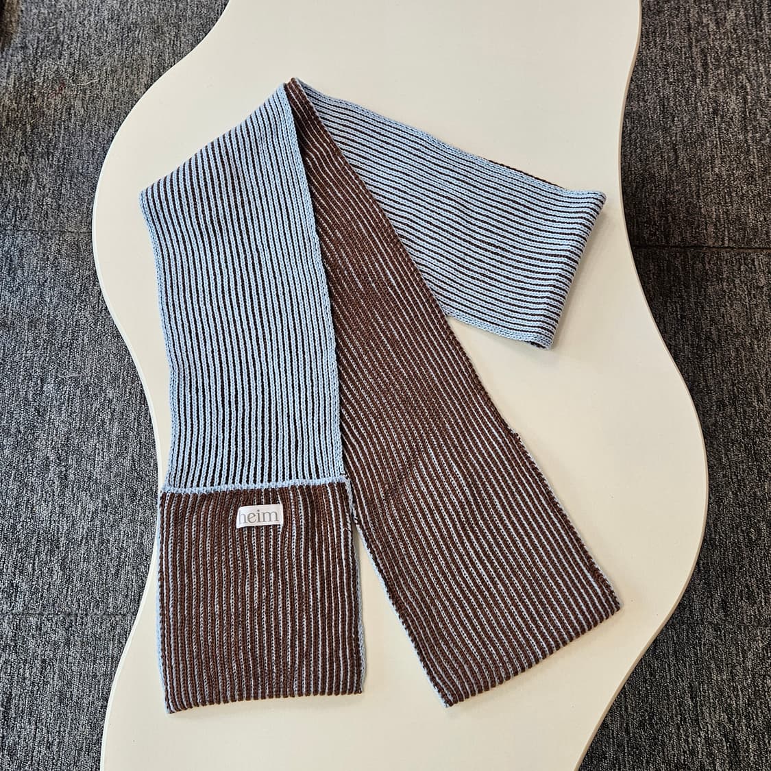 Heim헤임 투톤 니트 머플러 블루 상품이미지1