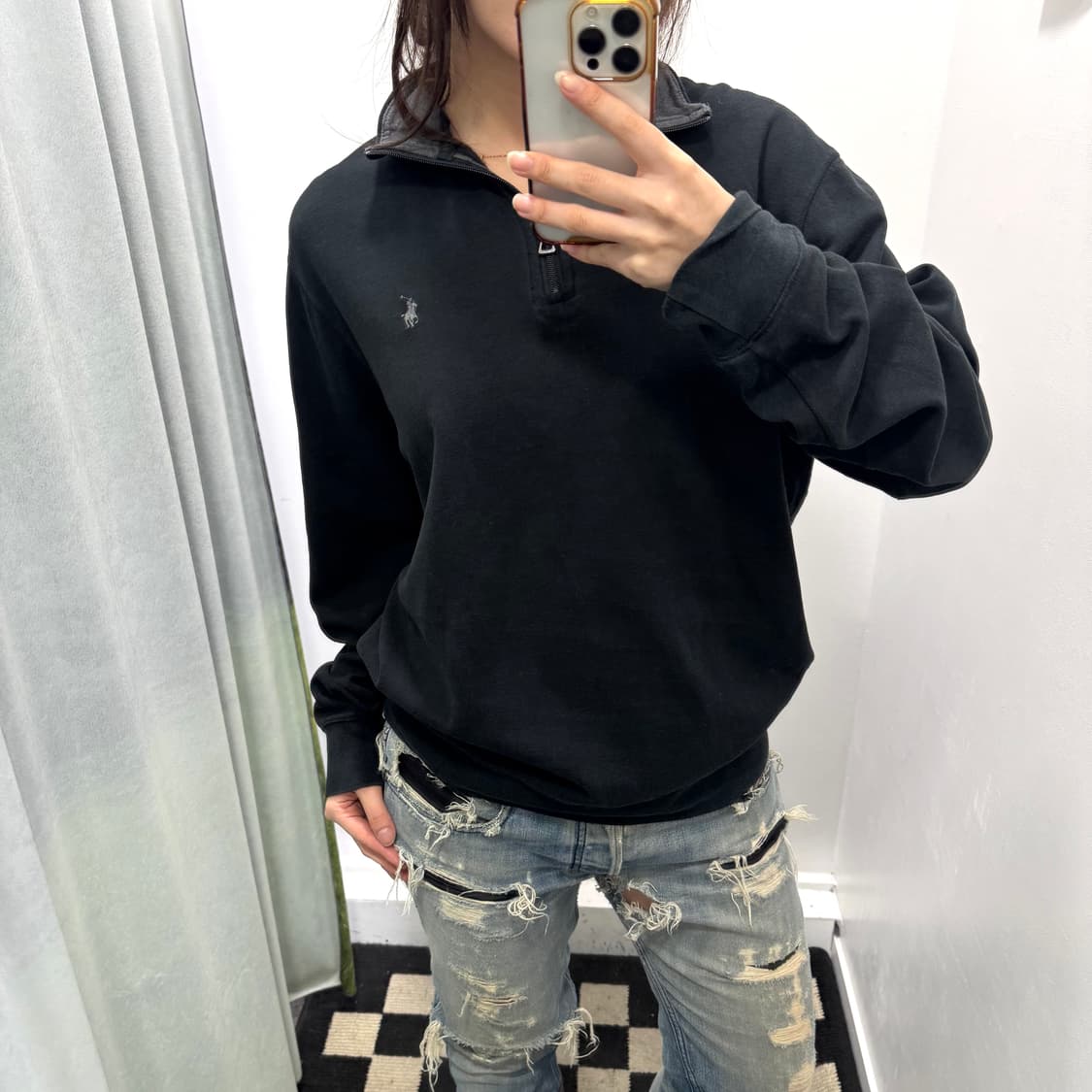 폴로 블랙 반집업 맨투맨 상품이미지1